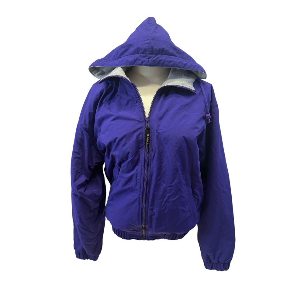 Vintage GAME SPORTSWEAR style 980 JACKET gray LINER purple shell XSMALL--